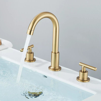 Deck Mounted 2-handle Bathroom Faucet with Drain Assembly