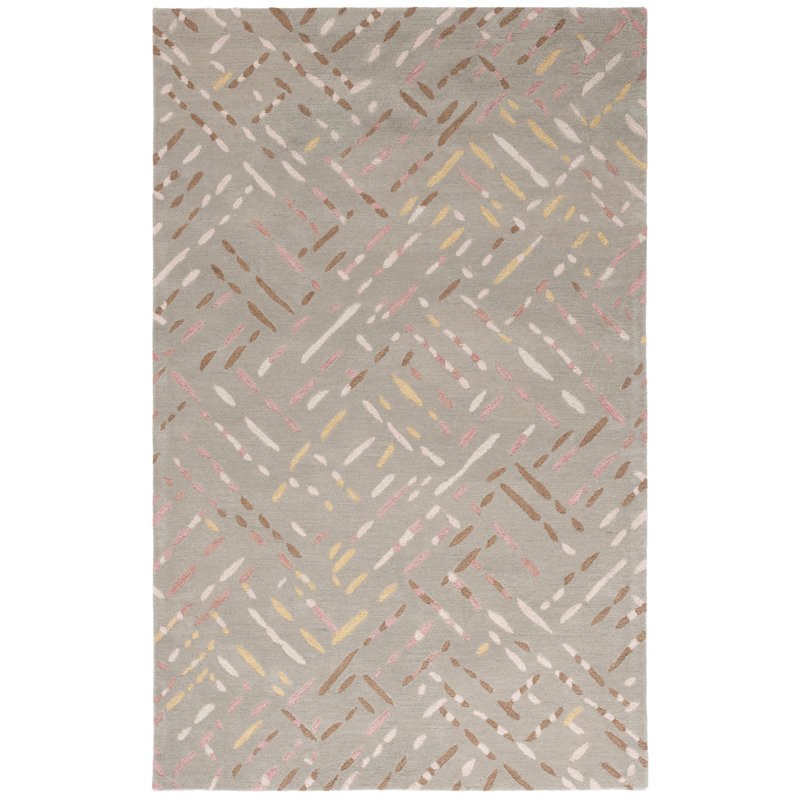 Kadraya Hand Tufted Wool And Cotton With Latex Abstract Rug, Rectangle 4' x 6'