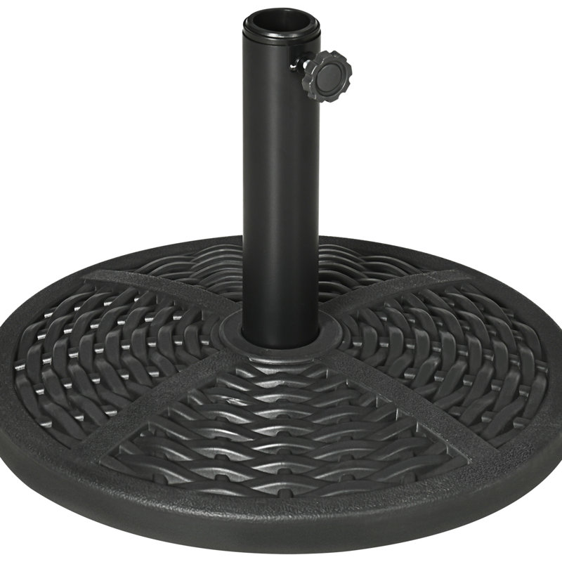 18" Round Umbrella Base, Black With Touch 21 Lbs. Base Holder, Fits Various Umbrellas,