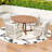 5Pcs Outdoor Extendable Round Dining Set with Acacia Wood Table and 4 Cushioned Rattan Armchairs