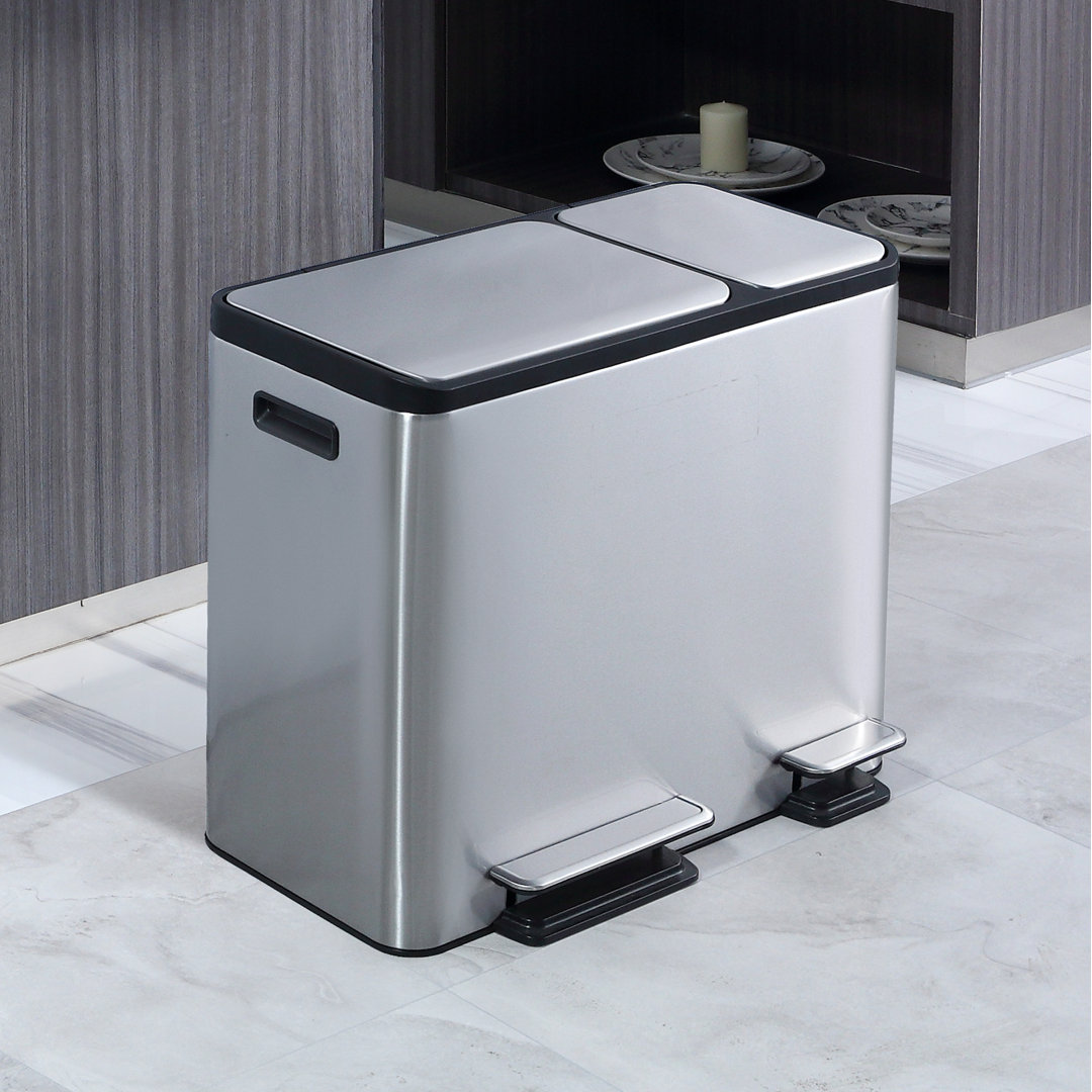 EKO Kitchen Bin, 3 Compartment Recycling Bin, Stainless Steel, 3 X 15L | Recycling Compartments, Removable Buckets, Soft-Close Lids, Pedal & Fingerprint-Resistant for Waste & Recycling, Home Kitchen - Image 3