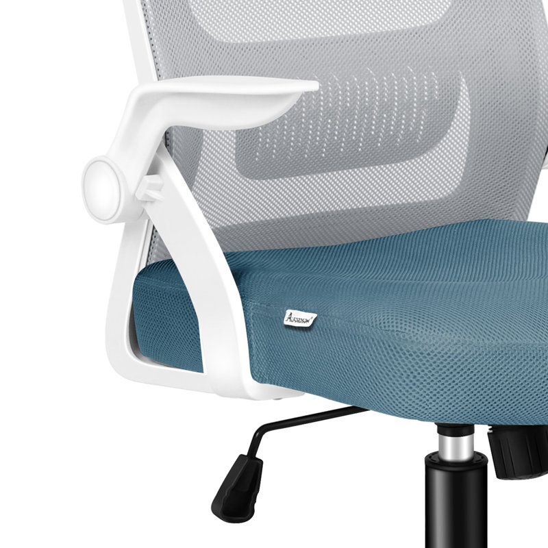Office Chair with Headrest, Blue/White