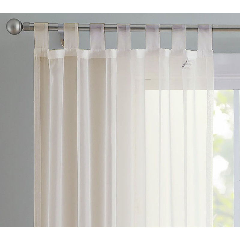 Birdsall Tab Top Sheer Single Curtain Panel, Ivory, 144 W x 137 D cm