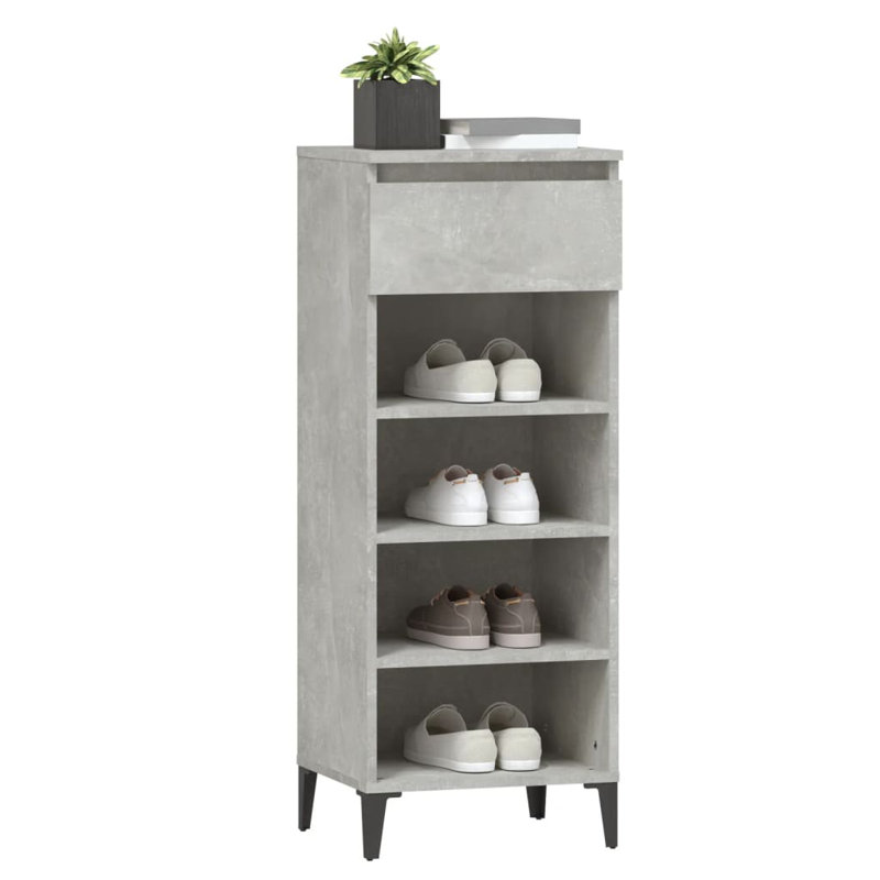8 Pair Shoe Rack, Light Grey