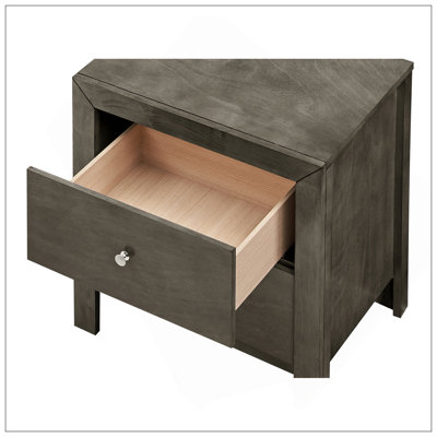 Chic Gray Transitional Nightstand With USB Ports And Spacious Storage, Perfect For Modern Bedrooms And Enhanced Convenience.