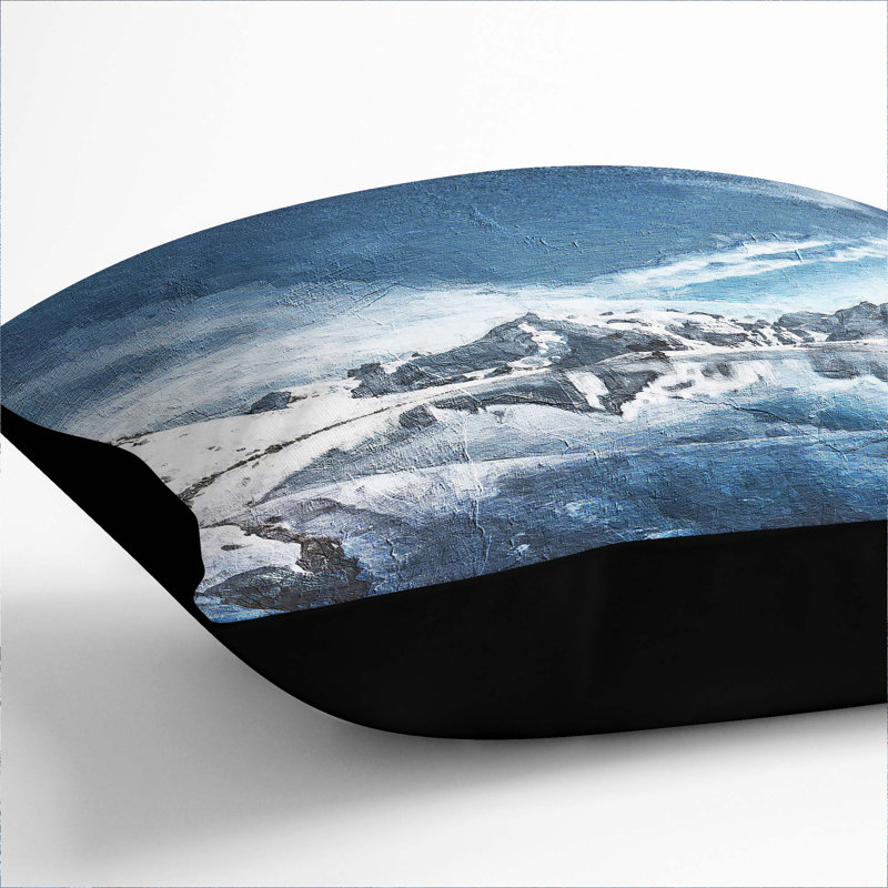 Winter Mountain Reflection Cushion with Filling, 55cm H x 55cm W x 20cm D, Black
