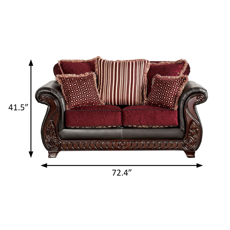Causeuse l 72,4 po, bourgogne, Bourgogne / espresso