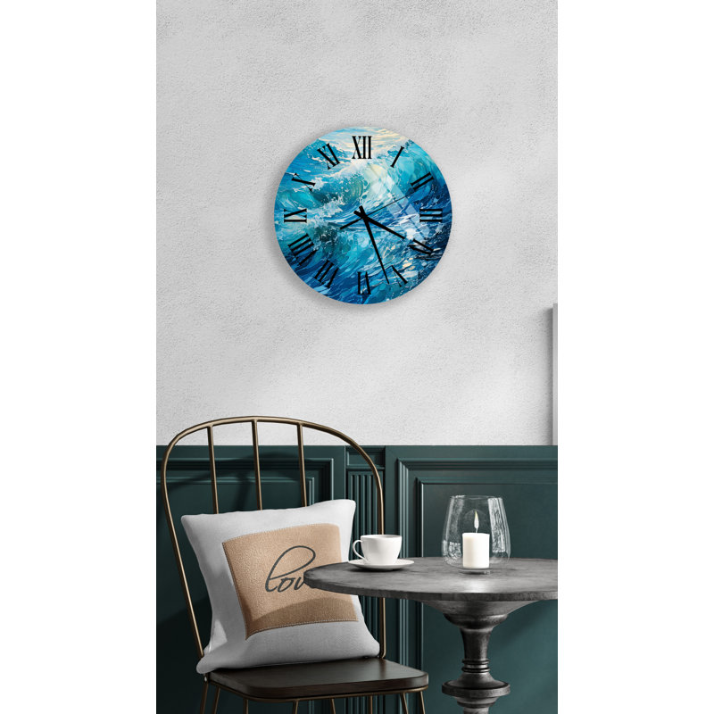Horloge murale Turbulent Ocean Waves, Noir