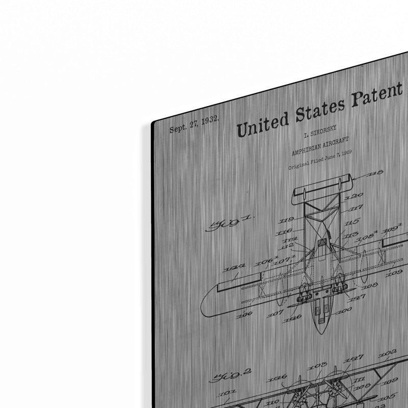 «Amphibian Avions Blueprint Brevet White» par Patents, H 24 po x l 16 po