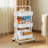 3-Tier Metal Rolling Utility Cart with Handle and Lockable Wheels, Anti-tipping Storage Organizer-101140670