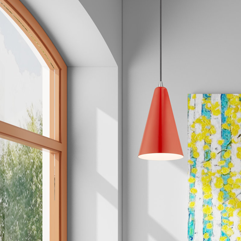 Luminaire suspendu conique à 1 lumière Carolan, Rouge luisant