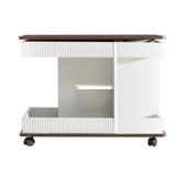 29.5"L Modern End Table With Lockable Swivel Wheels, Multifunctional Side Table With 360°Rotating Lift-Top, Industrial Accent Table With Storage Space For Living Room, White