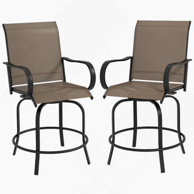 Tabourets de bar d'extérieur avec accoudoirs Outsunny, ensemble de 2 chaises de patio pivotantes à 360 °
