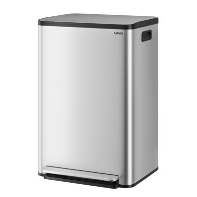 Poubelle de cuisine en acier inoxydable avec couvercle à fermeture douce 13 gallons, argent