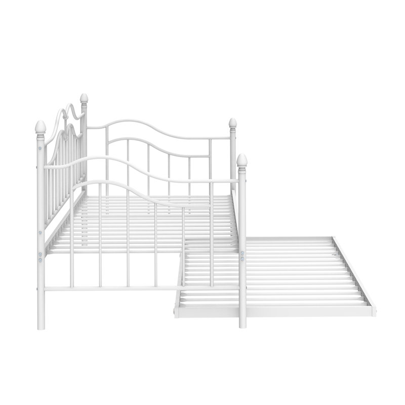 Metal Daybed with Trundle, White, Twin
