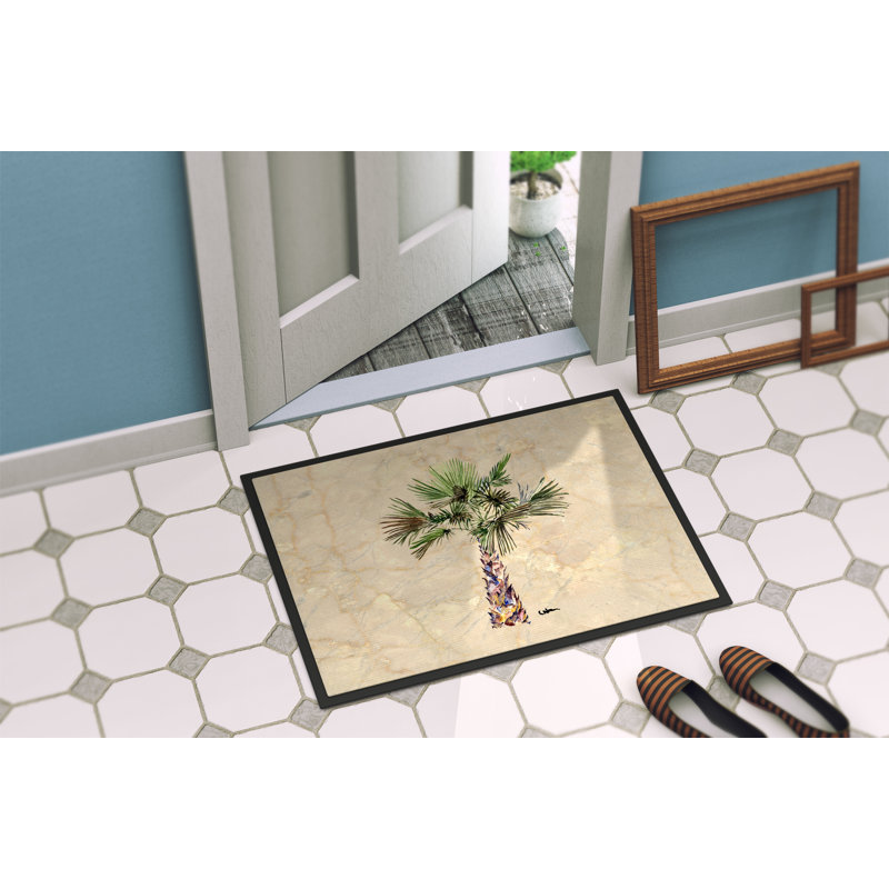 Paillasson d’intérieur antidérapant Palm Tree Enright, Rectangle 1 pi 6 po x 2 pi 3 po