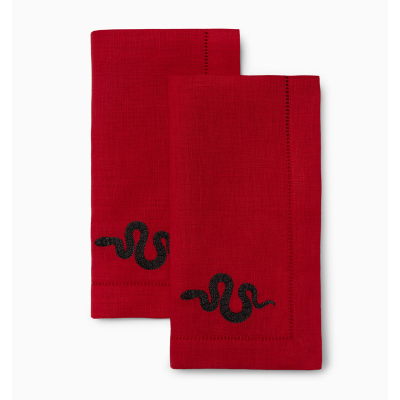 Lny2025-Snake Dinner Napkin 20" x 20", Red/Black