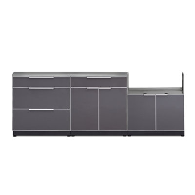 Outdoor Kitchen Aluminum 97" W x 24" D x 36.5" H 4-Piece Modular Cabinet Set