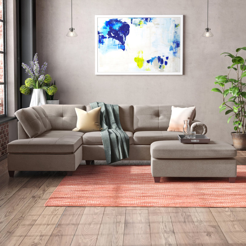 Burkhalter Upholstered L-Shaped Sectional Reversible, Mocha