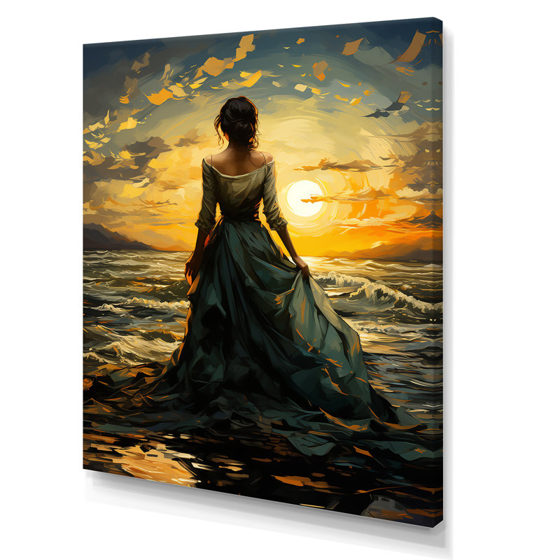 «Woman Reverie Dawns Awakening» - art mural mode, Toile tendue, H 32 po x l 16 po x P 1 po