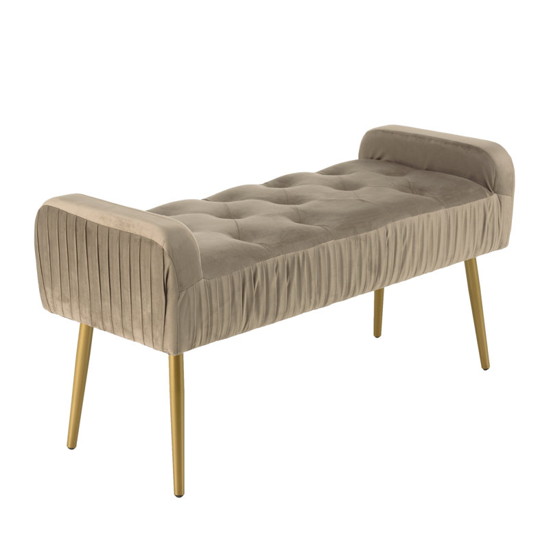 Runnells Velvet Upholstered Bench, Grey