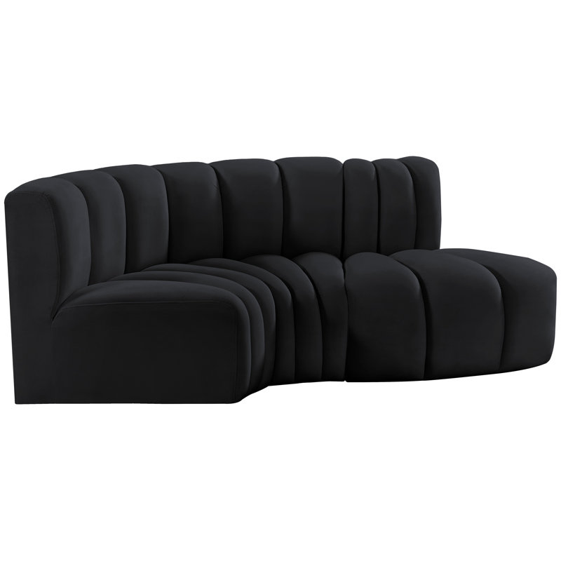 Canapé et chaise rembourrés Hubertus, Velours noir