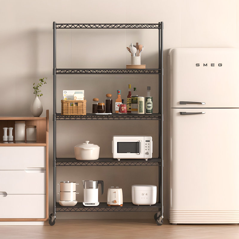 Heavy Duty 5 Tier Removable Metal Storage Shelving Unit With Thickened Wire
