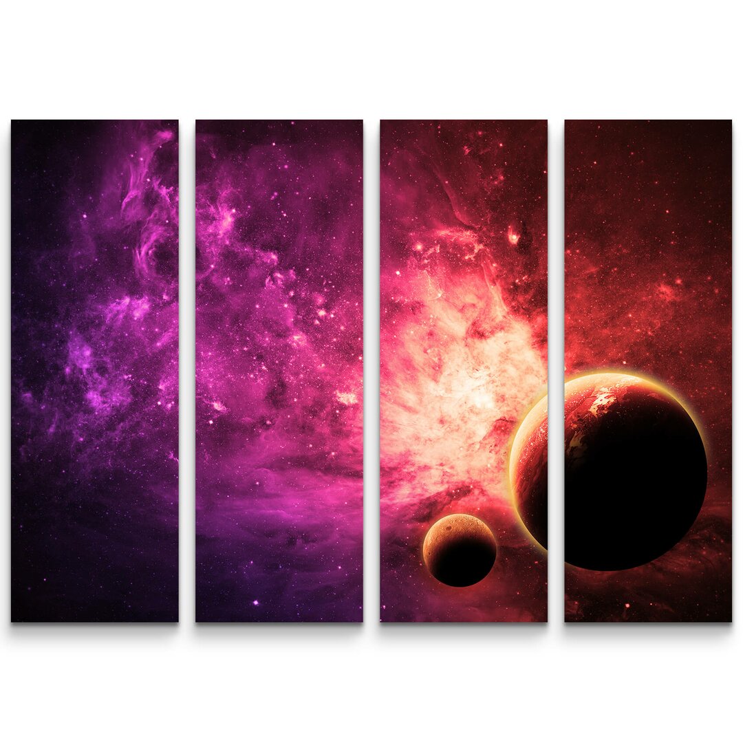 4-tlg. Leinwandbilder-Set Roter Planet im Universum