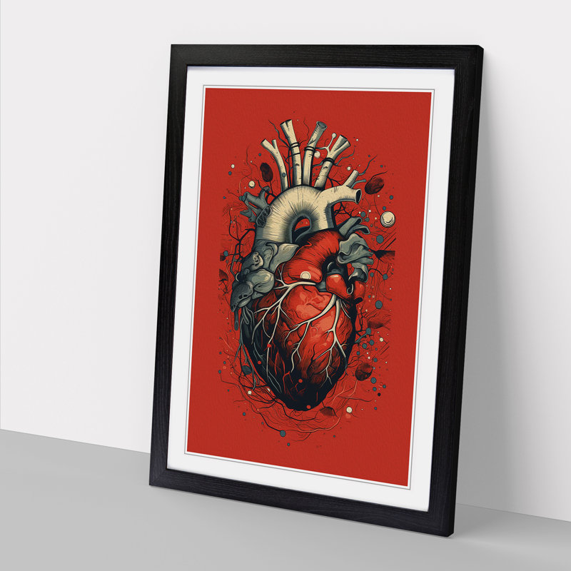 Anatomical Heart Constructivism - Framed Print, Black Framed, 46cm H x 34cm W