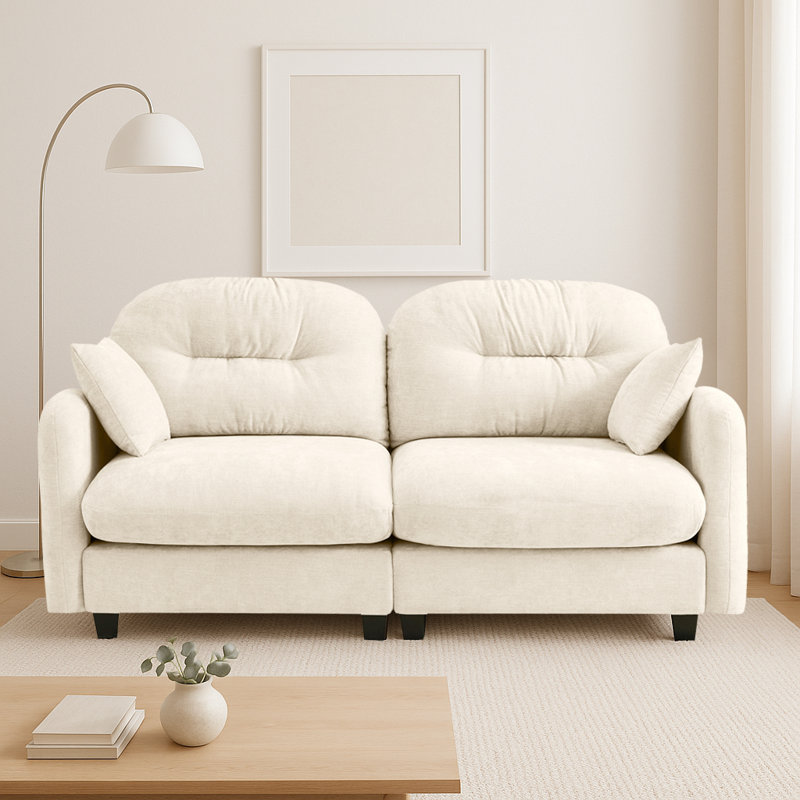 Canapé modulaire 74 po Chenille Cloud Series, idéal pour les espaces compacts., Beige
