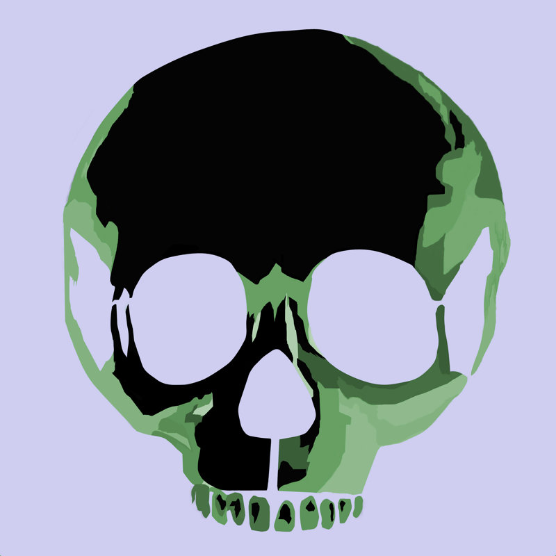 Ichirou " Amy Smith Green Skull 1 " by Amy Smith, 36" H x 36" W, Wrapped Canvas, No