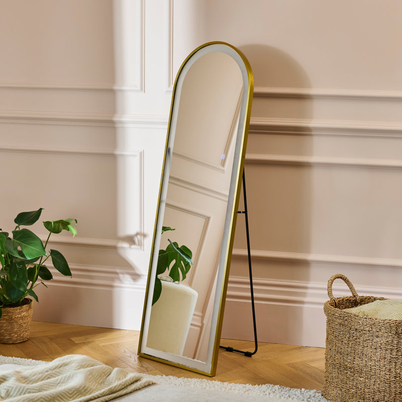 Aluminium Arch Floor Mirror, Gold