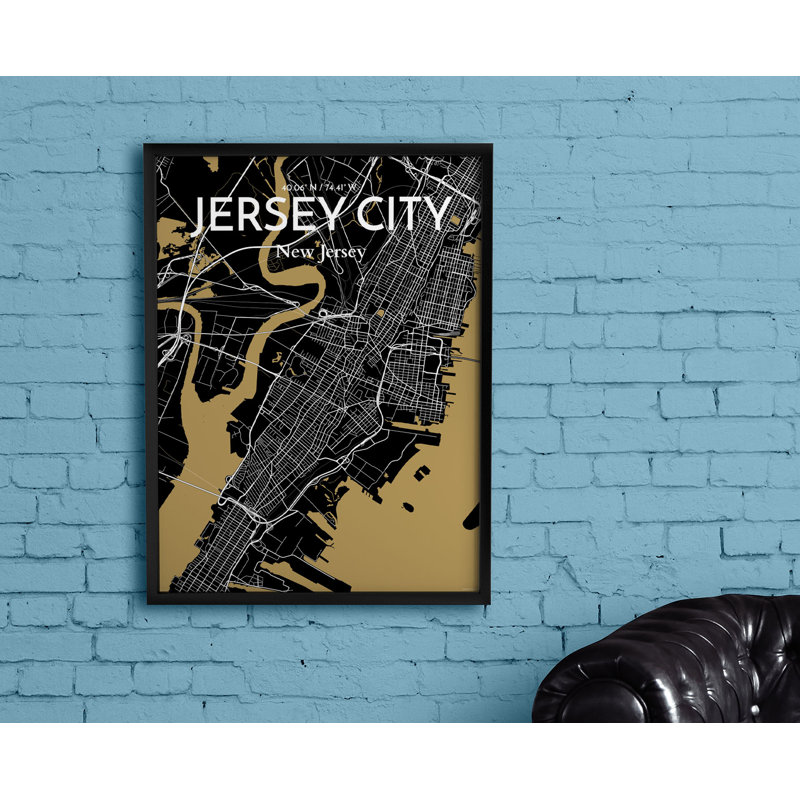 Jersey City Map - No Frame Print, 61cm H x 45.7cm W x 0.13cm D