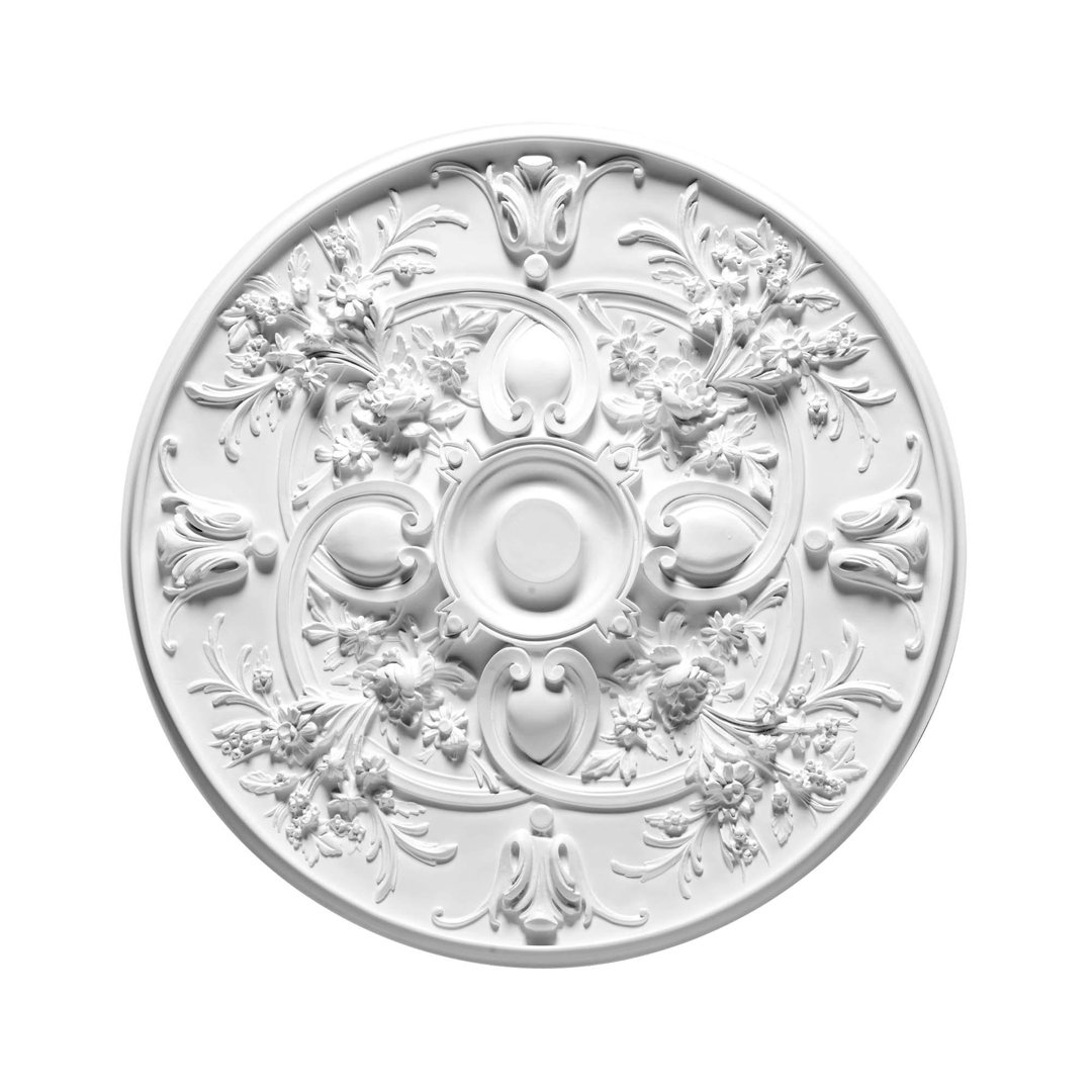 31-1/8 in x 2-3/8 in Foliage and Flowers Primed White Polyurethane Ceiling Medallion Orac Decor