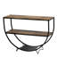 Console de style industriel rustique en métal texturé demi-lune et en bois vieilli pour une décoration polyvalente