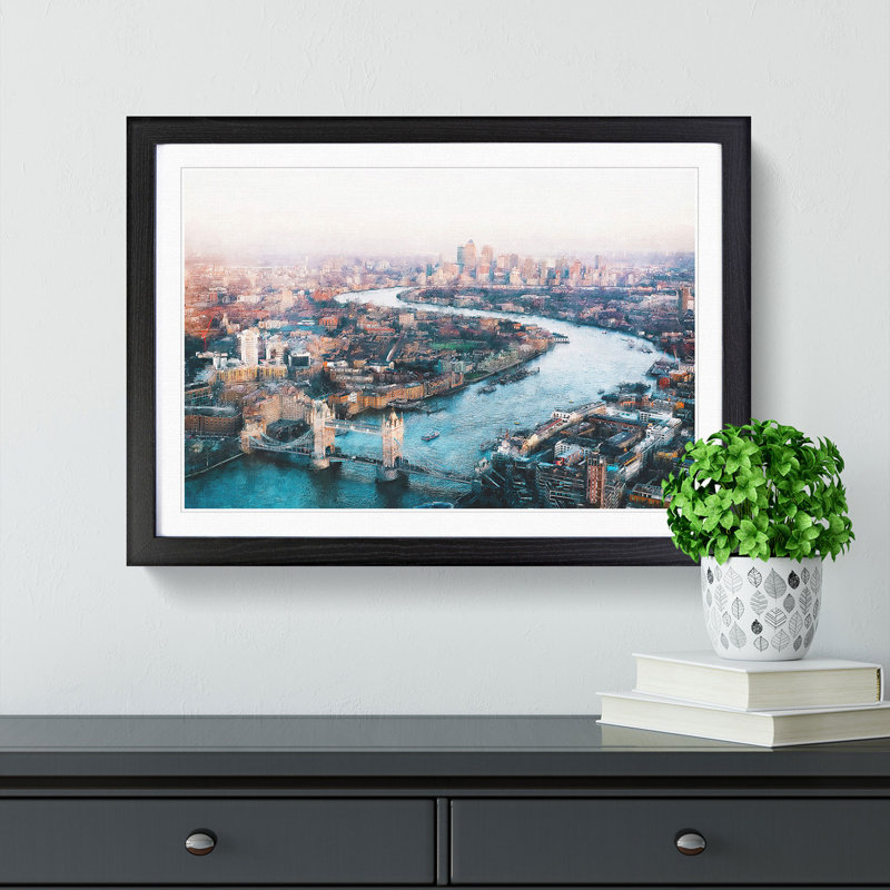 River Thames and London Skyline - Framed Print, Black Framed, 45cm H x 63cm W x 2cm D