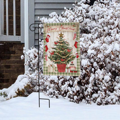 Potted Merry Christmas Tree Garden Flag