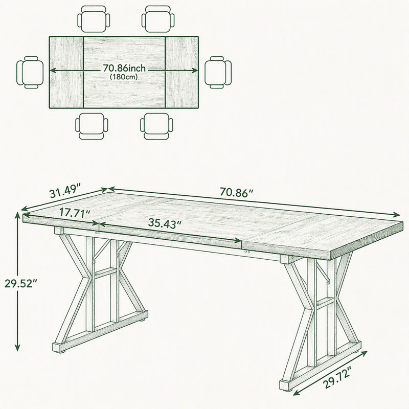 Table de salle à manger, Noyer clair