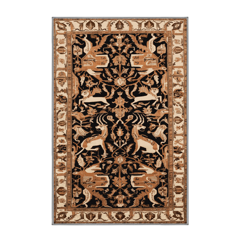 Machine Washable Persian Brown Area Rug, Rectangle 2' x 3'