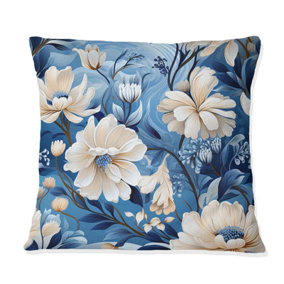 Motif de pivoines bleues et blanches Enchanted II - imprimé floral