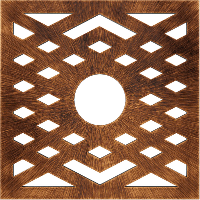 Médaillon de plafond à chevron en PVC de qualité architecturale Chevron, H 20 po x l 20 po x P 0,5 po, Cuivre antique