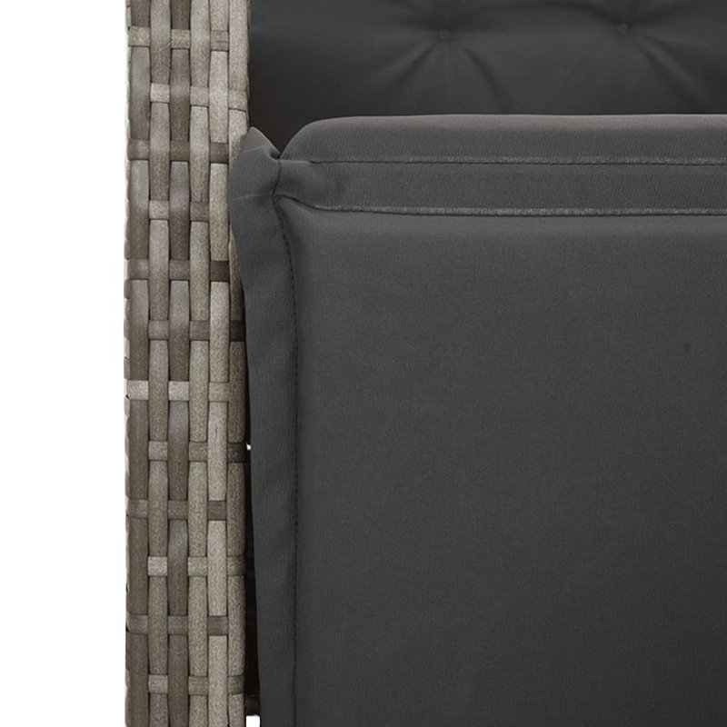 Ensemble de salle à manger de jardin avec accoudoirs réglables en poly rotin noir, H 29,5 po x l 35,4 po x P 35,4 po