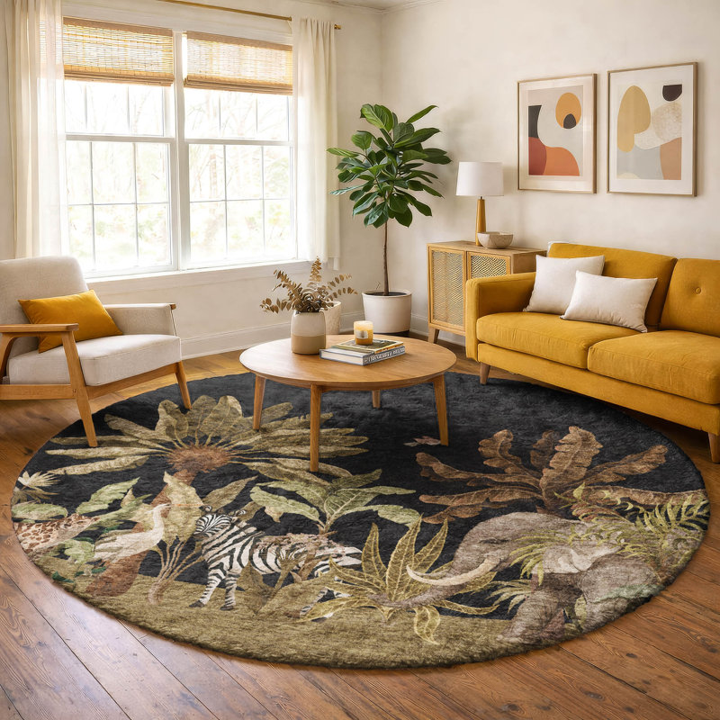 Tapis à poils longs de qualité supérieure lavable à la machine ADS203 Dream Shag ADS203, Rond 8 pi