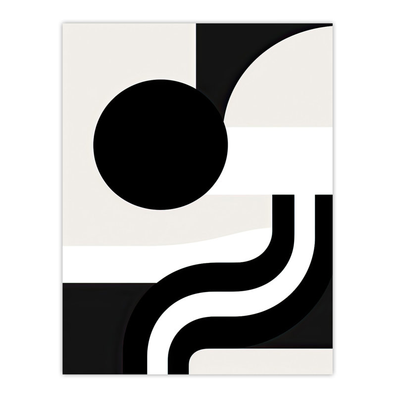 Wall Art Print Abstract Geometric Black Minimalist Curves Shapes Poster