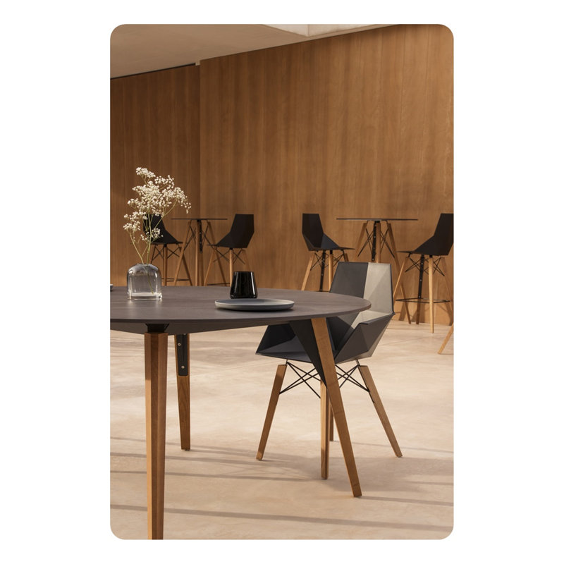 Faz Wood Lounge Table Edge Top, Black, Oak, 47.25" W x 47.25" L
