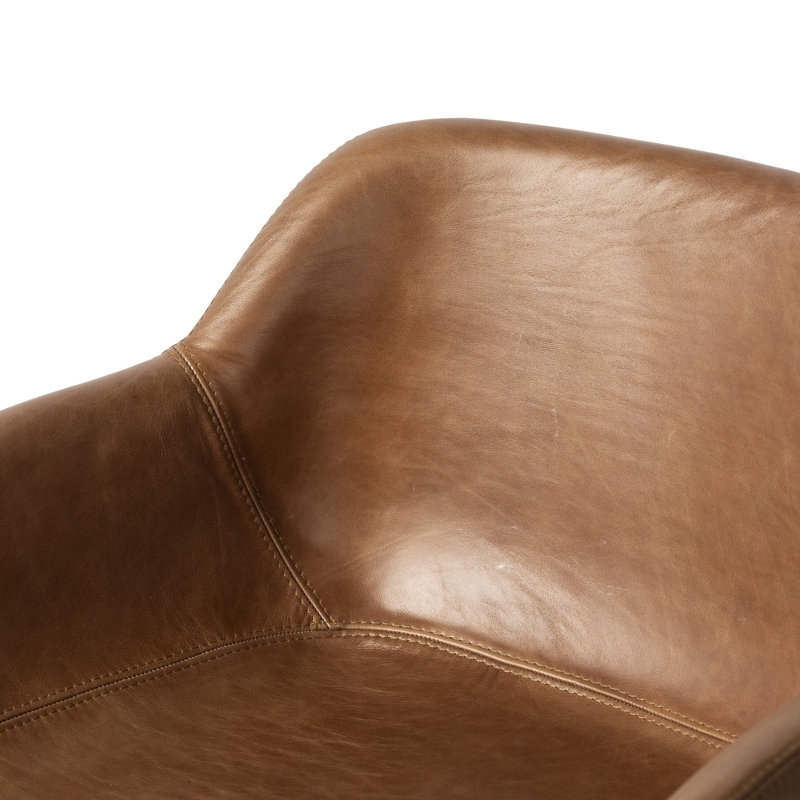 Hannah Swivel Stool, Sonoma Chestnut/Genuine Leather, Amber Ash, Counter Stool (26.5" Seat Height)