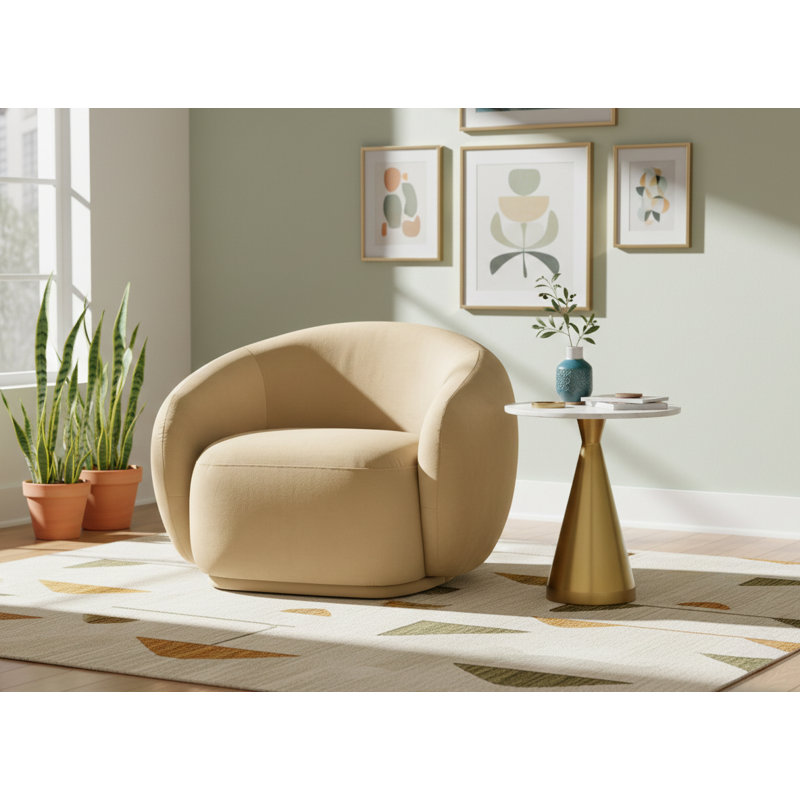 Chaise en velours Emery, Velours chameau