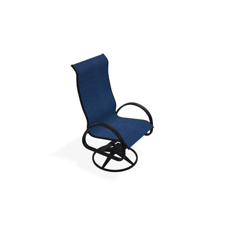 Fauteuil de patio pivotant Hiraku, Cobalt 35D Sunbrella®, Noir texturé