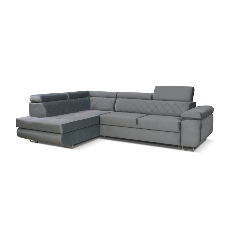 Velvet L-Shaped Sectional, Left Hand Facing