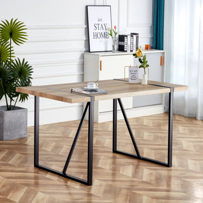 Rustic Industrial Rectangular Wood Dining Table For Person, With X "W